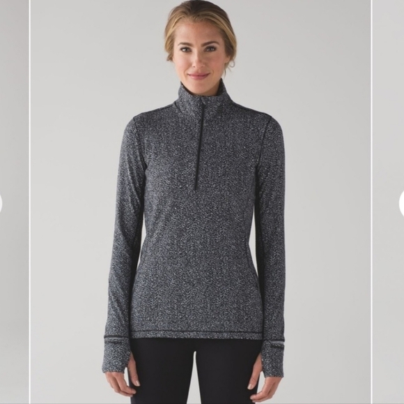 Lululemon Women's Outrun 1/2 Zip Running Luon Ripple Jacquard Black White Size ? - Picture 1 of 16
